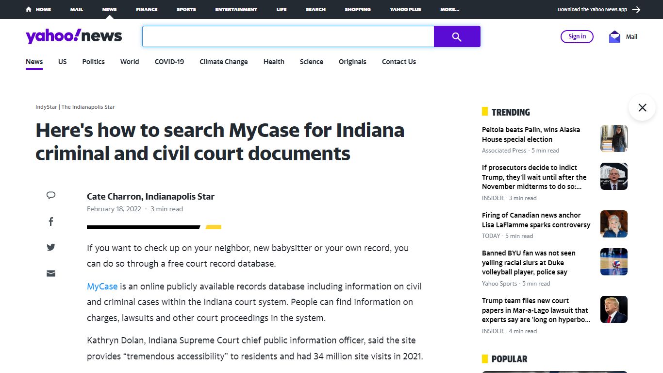 Here's how to search MyCase for Indiana criminal and civil court documents